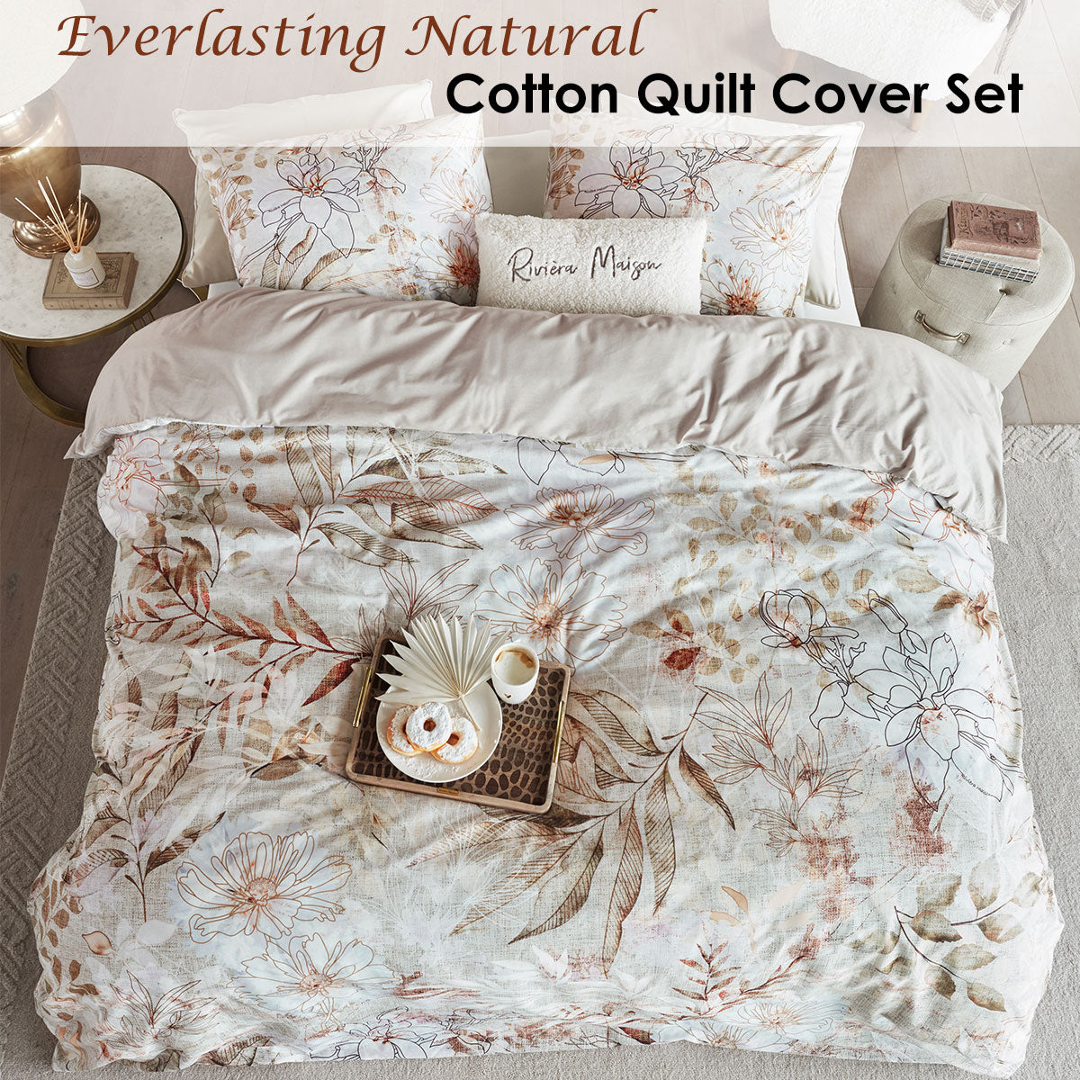 Riviera Maison Everlasting Natural Cotton Quilt Cover Set King