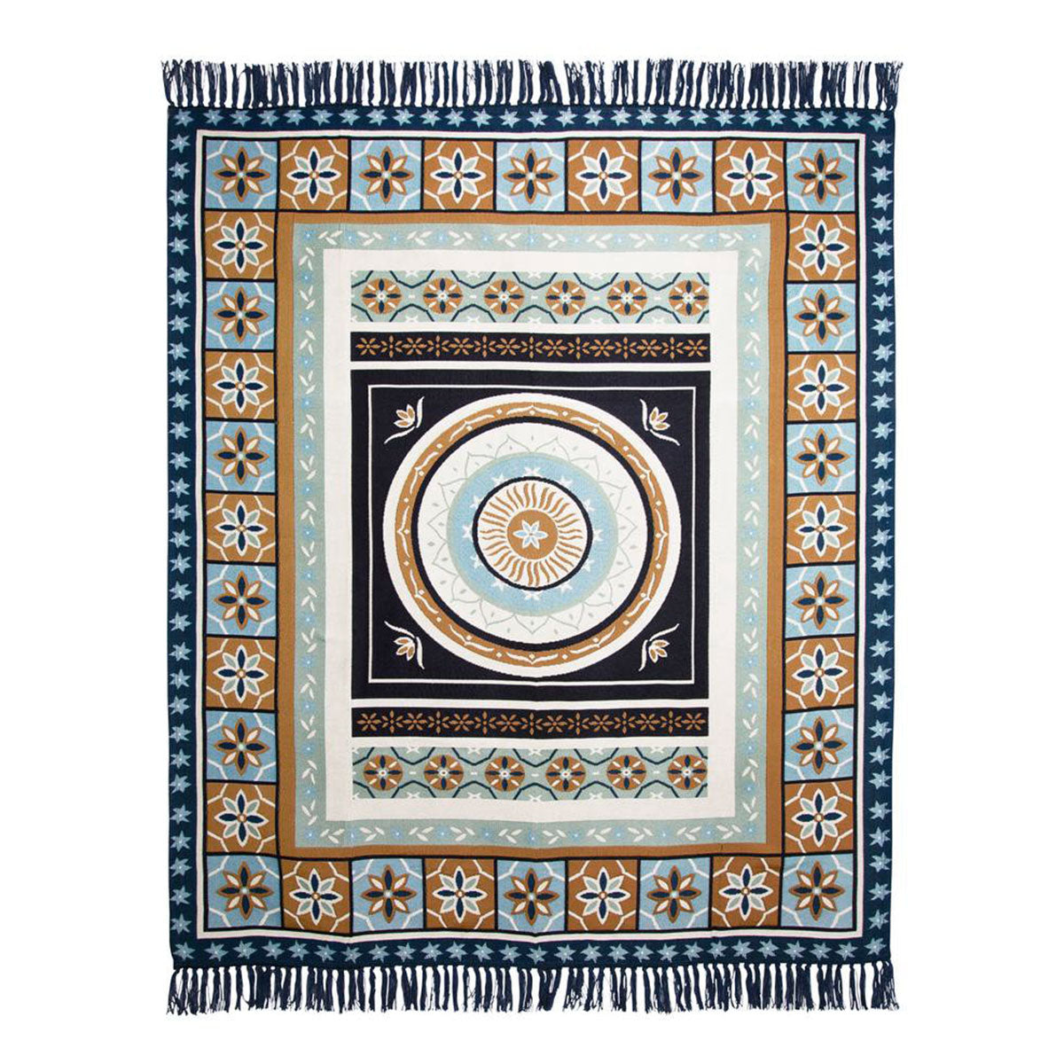 J Elliot Home Kasbah Luxury Fringe Throw 130 x 160cm Blue