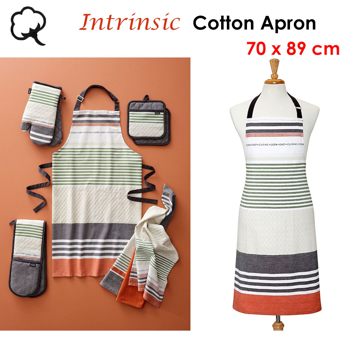 Ladelle Intrinsic Cotton Apron 70 x 89 cm