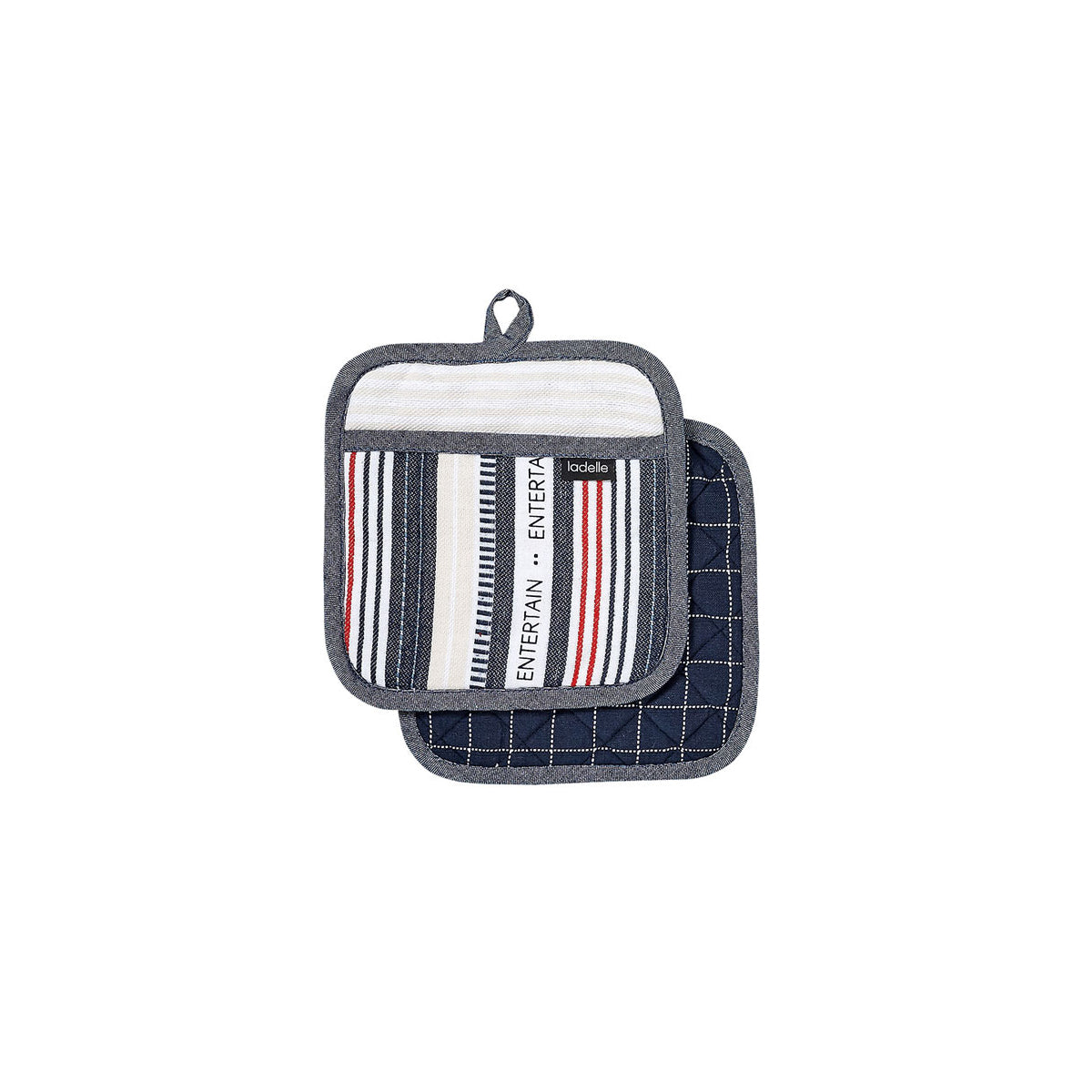 Ladelle Entertainer Charcoal Set of 2 Pot Holders 21 x 21 cm