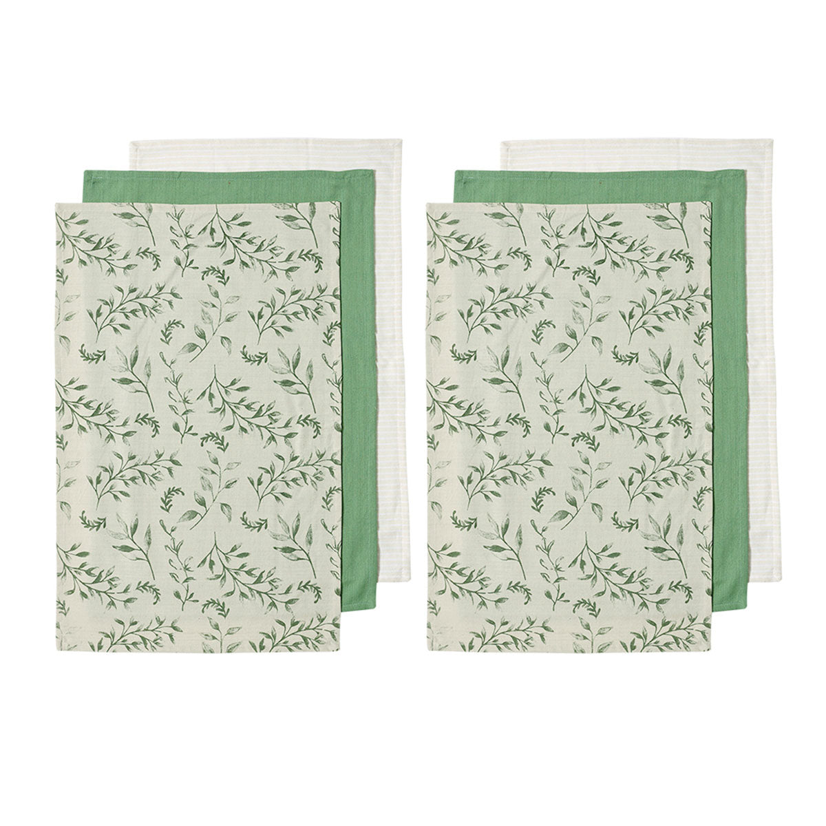 Ladelle Grown Ivy Set of 6 Cotton Kitchen Towels Green