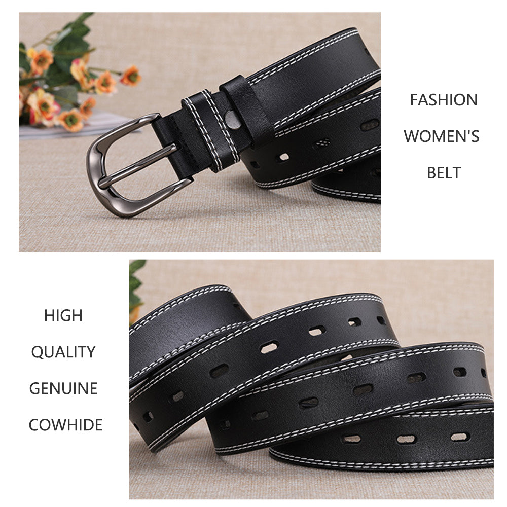 Classic Leather Belts for Women, Joyreap Genuine Leather Womens Belts Alloy Pin Buckle (White)