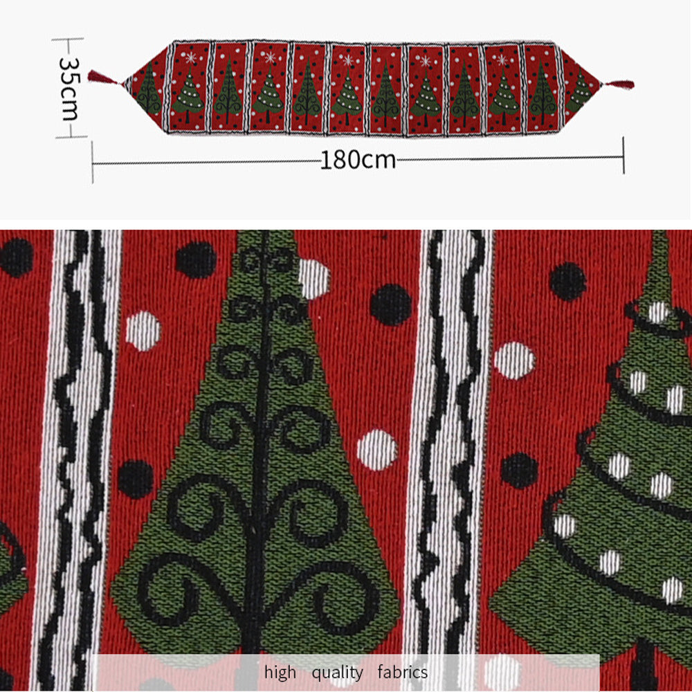 Christmas Table Runner thickened knitted Dining Tablecloth Xmas Party Decor(Tree)