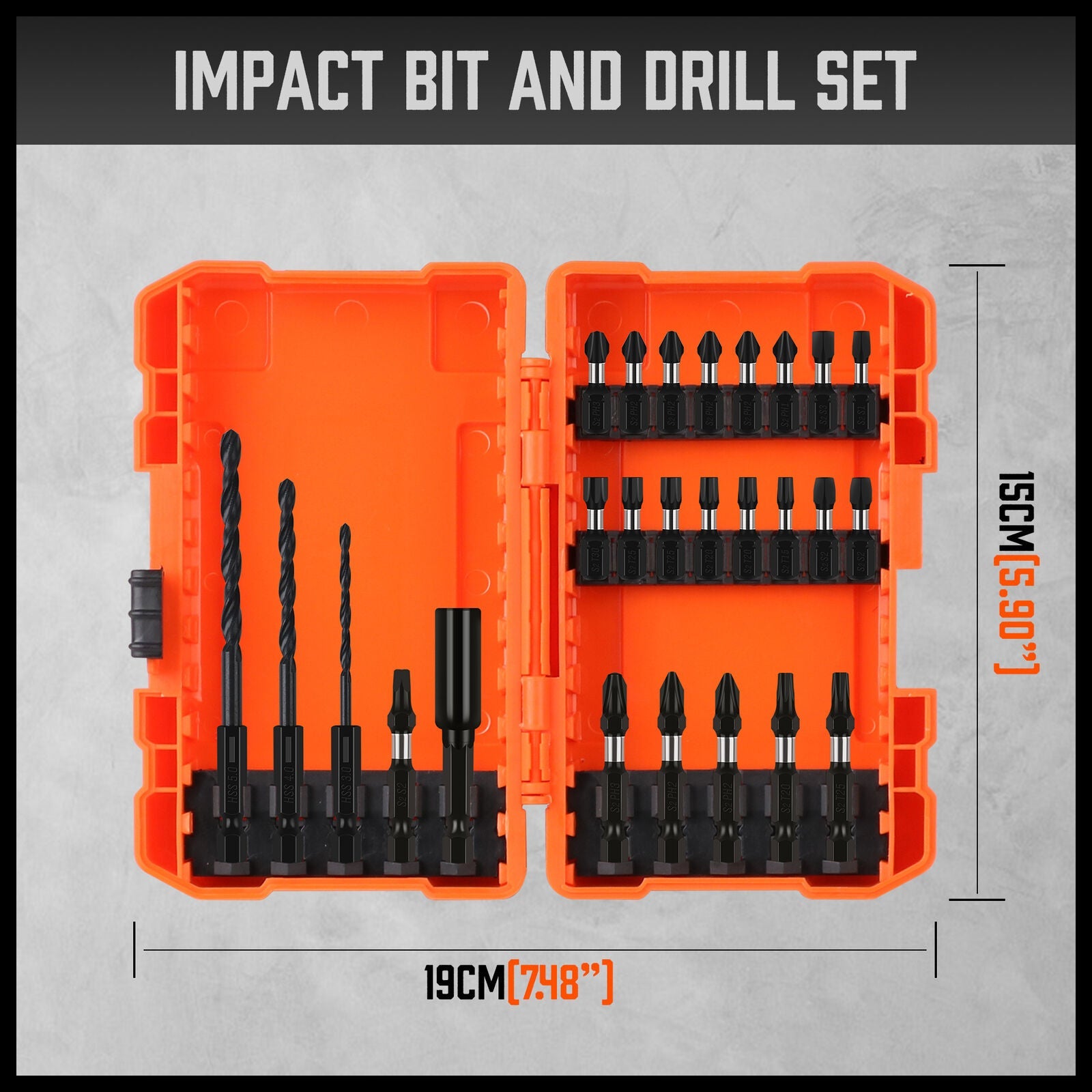 26Pc Impact Screwdriver Bit Set Magnetic Drill Bit Holder Quick Release Drilling