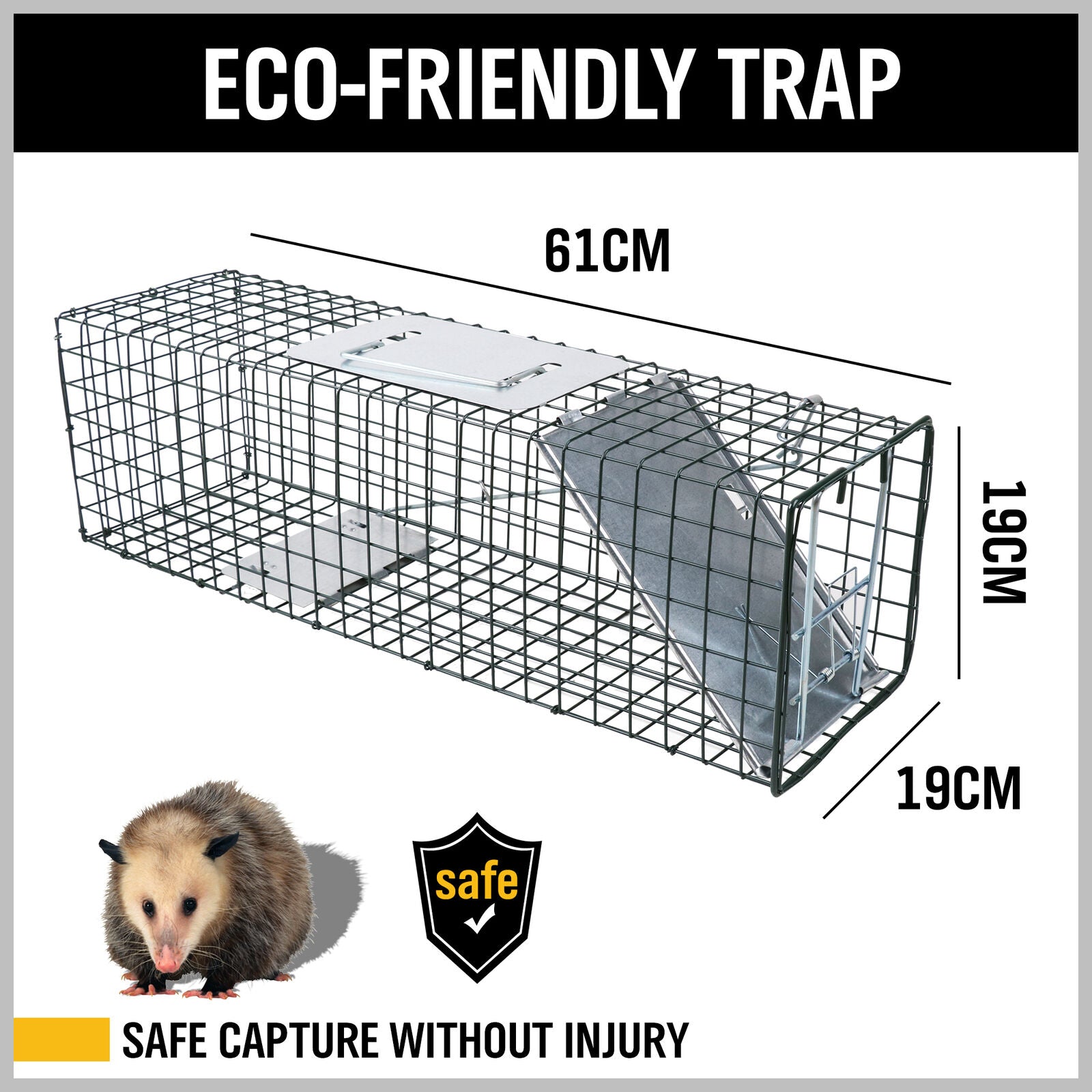 2 Size (small + large)Animal Trap Cage Humane Live Steel Catch Possum Fox Rat Cat Rabbit Bird