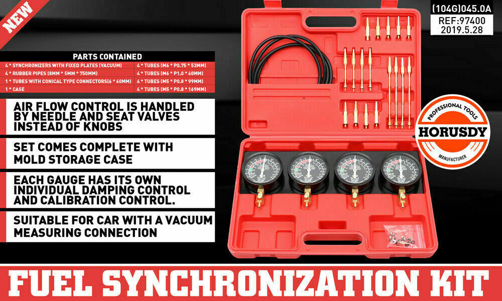 Fuel Vacuum Carburetor Synchronizer Kit Carb Sync Gauge Set Adjustable Balancer