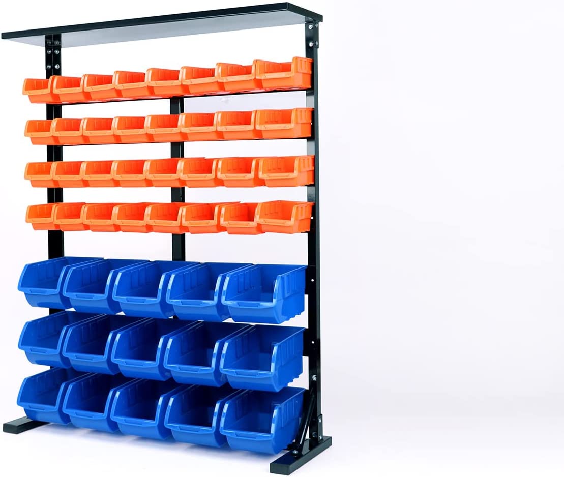 50-Piece Bin Wall Mounted Parts and Tool Storage Rack Organizer Rack for Workshop Tools