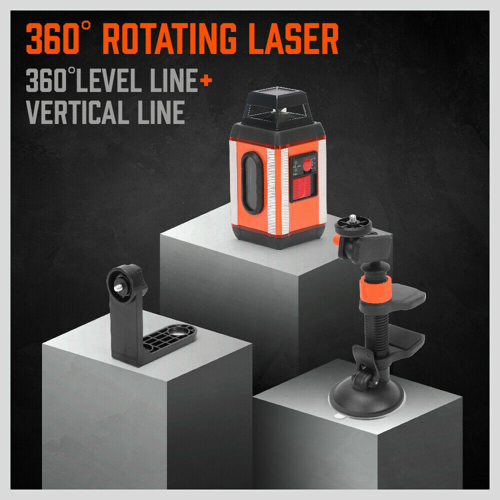 360° Laser Level Self Auto Leveling Rotary Cross Tripod Detector Magnetic Base