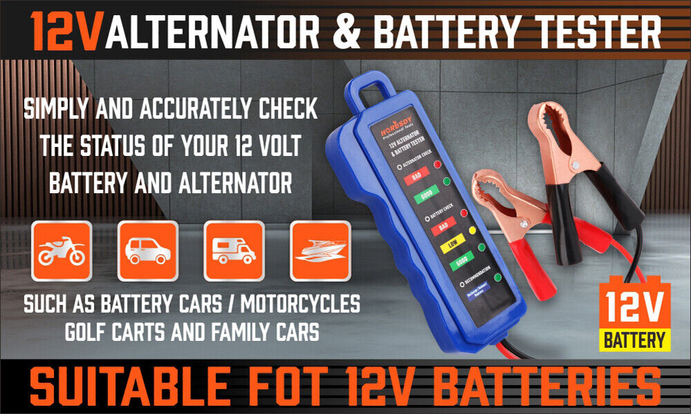 Digital 12V Alternator Battery Tester Car Load Tester Automotive  Voltage Check