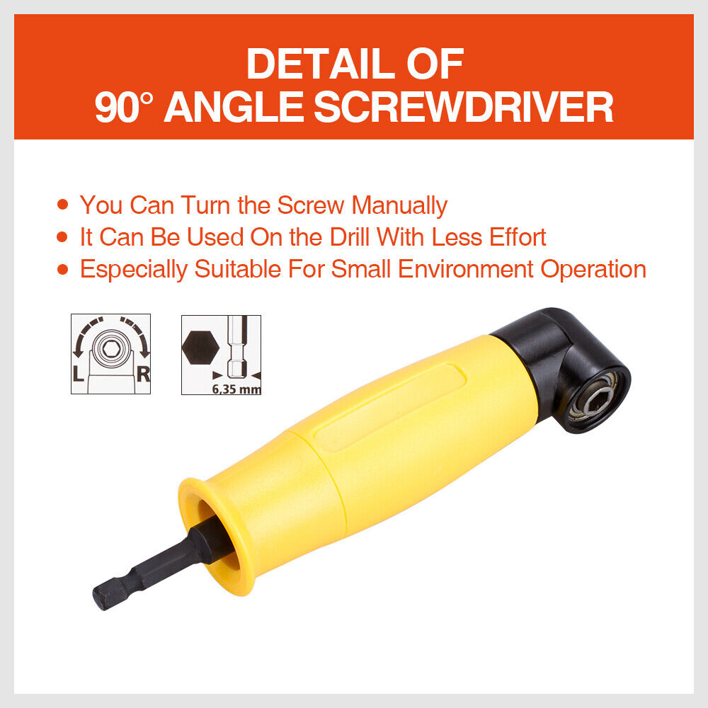 Right Angle Drill Attachment 90° Degree Drill Adapter 1/4" Drive Key Adaptor New