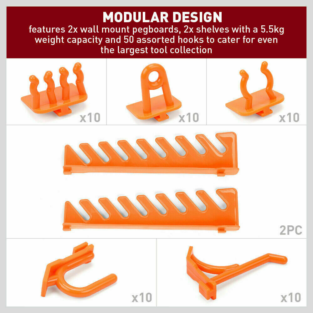 52Pc Wall Mounted Tool Storage Rack Wrench Spanner Holder Screwdriver Pliers New