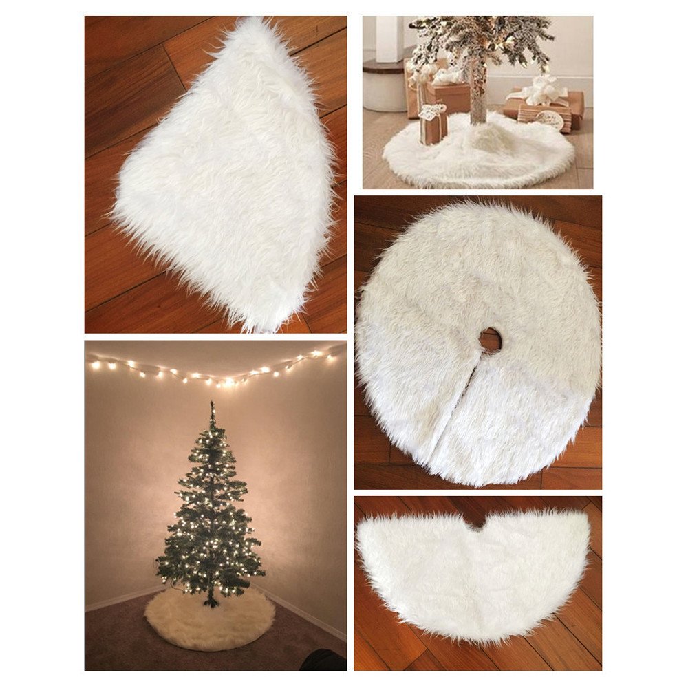 60/78/90/122cm Christmas Snow Plush Tree Skirt Xmas Base Floor Mat Cover Decor, 60cm (23.6")