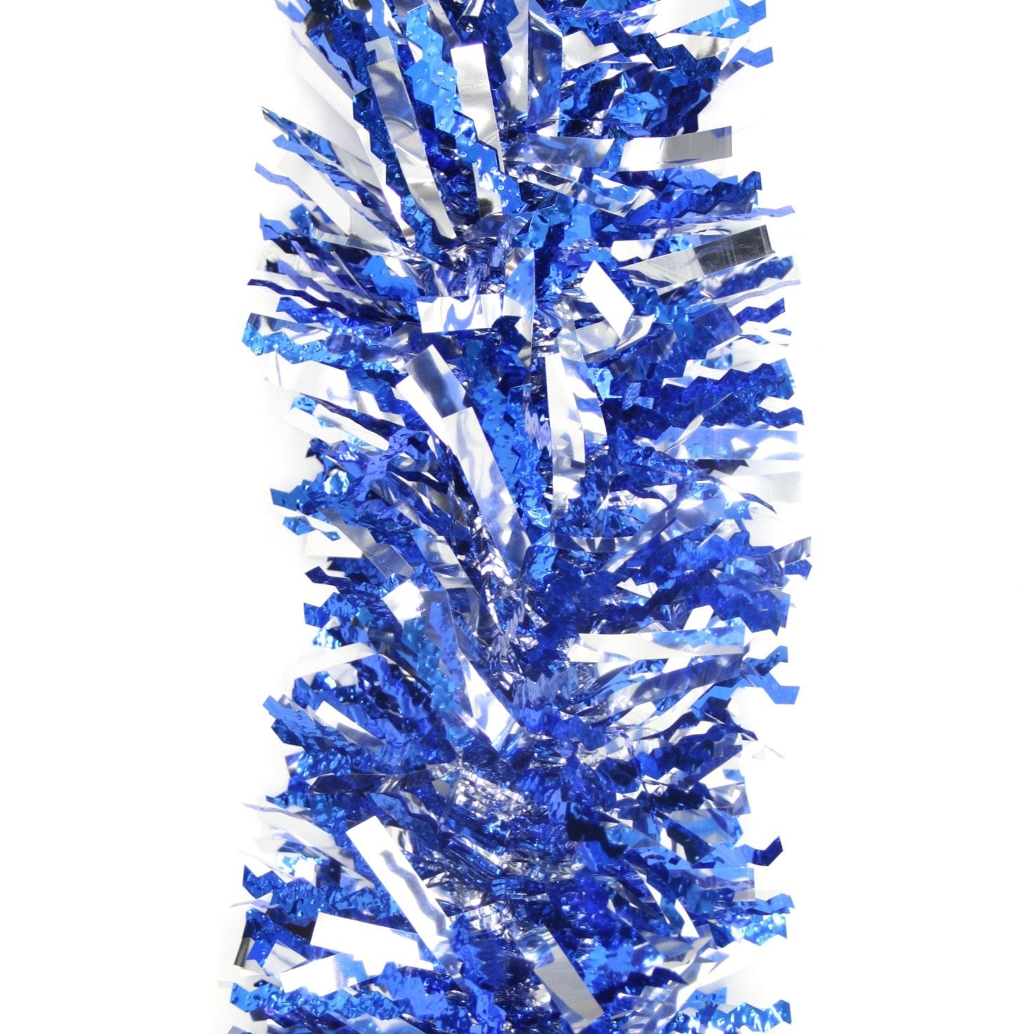 5x 2.5m Christmas Tinsel Xmas Garland Sparkly Snowflake Party Natural Home Décor, Crinkle Cut (Blue Silver)