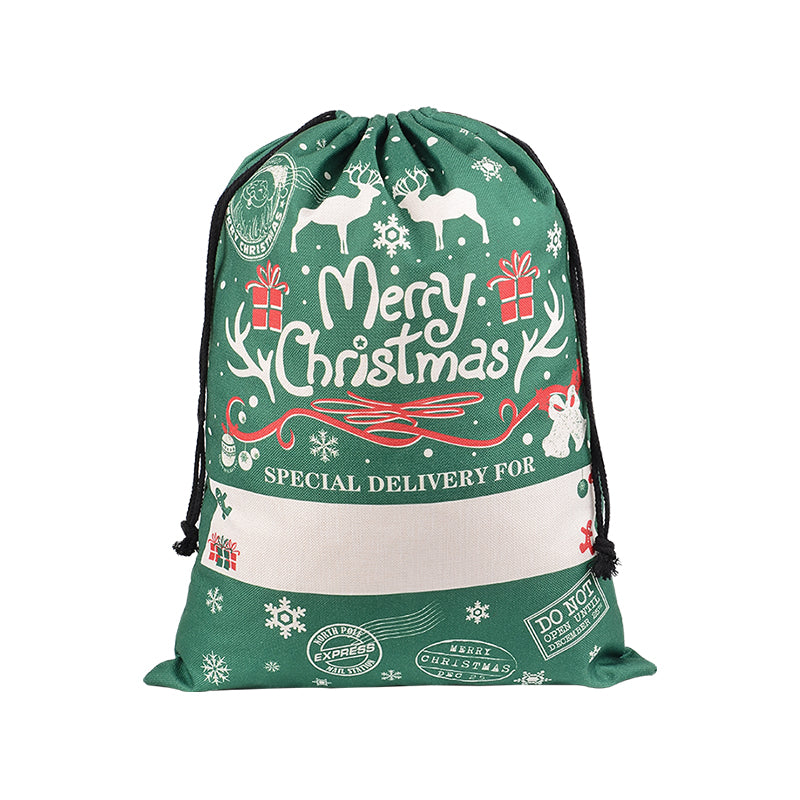 Large Christmas XMAS Hessian Santa Sack Stocking Bag Reindeer Children Gifts Bag, Green - Reindeer Gift