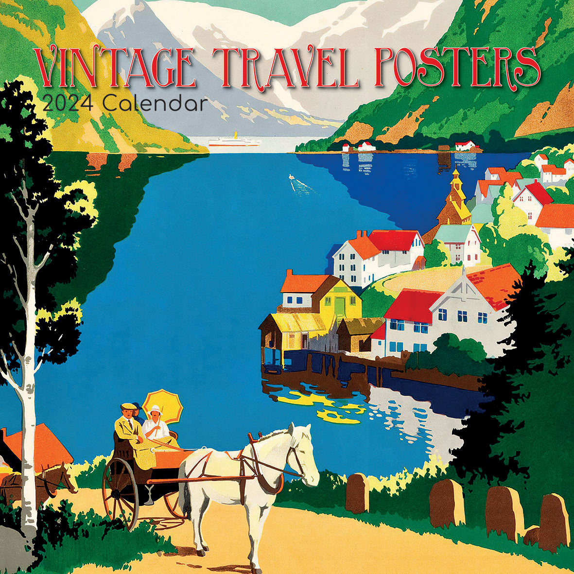 Vintage Travel Posters - 2024 Square Wall Calendar 16 Months Arts Planner Gift