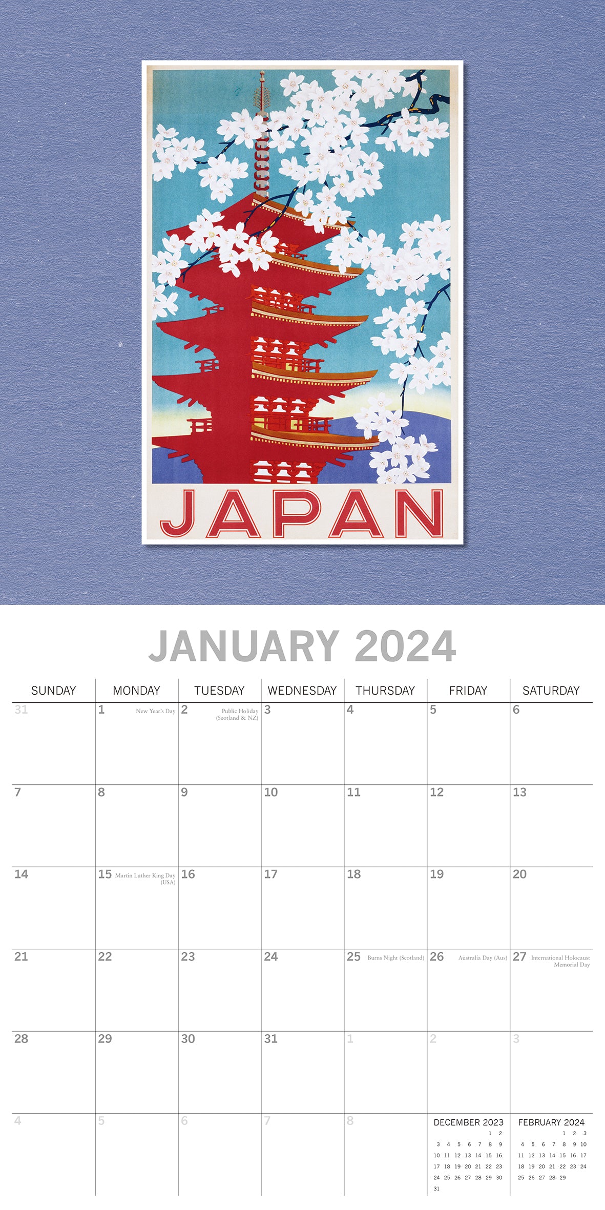 Vintage Travel Posters - 2024 Square Wall Calendar 16 Months Arts Planner Gift