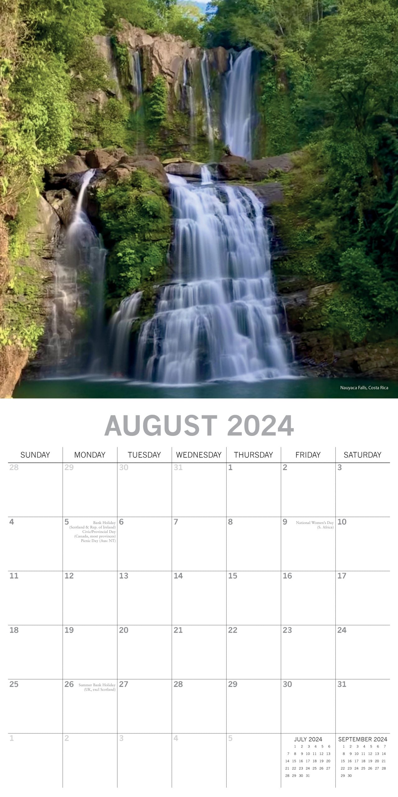 Waterfalls - 2024 Square Wall Calendar 16 Months Planner Christmas New Year Gift