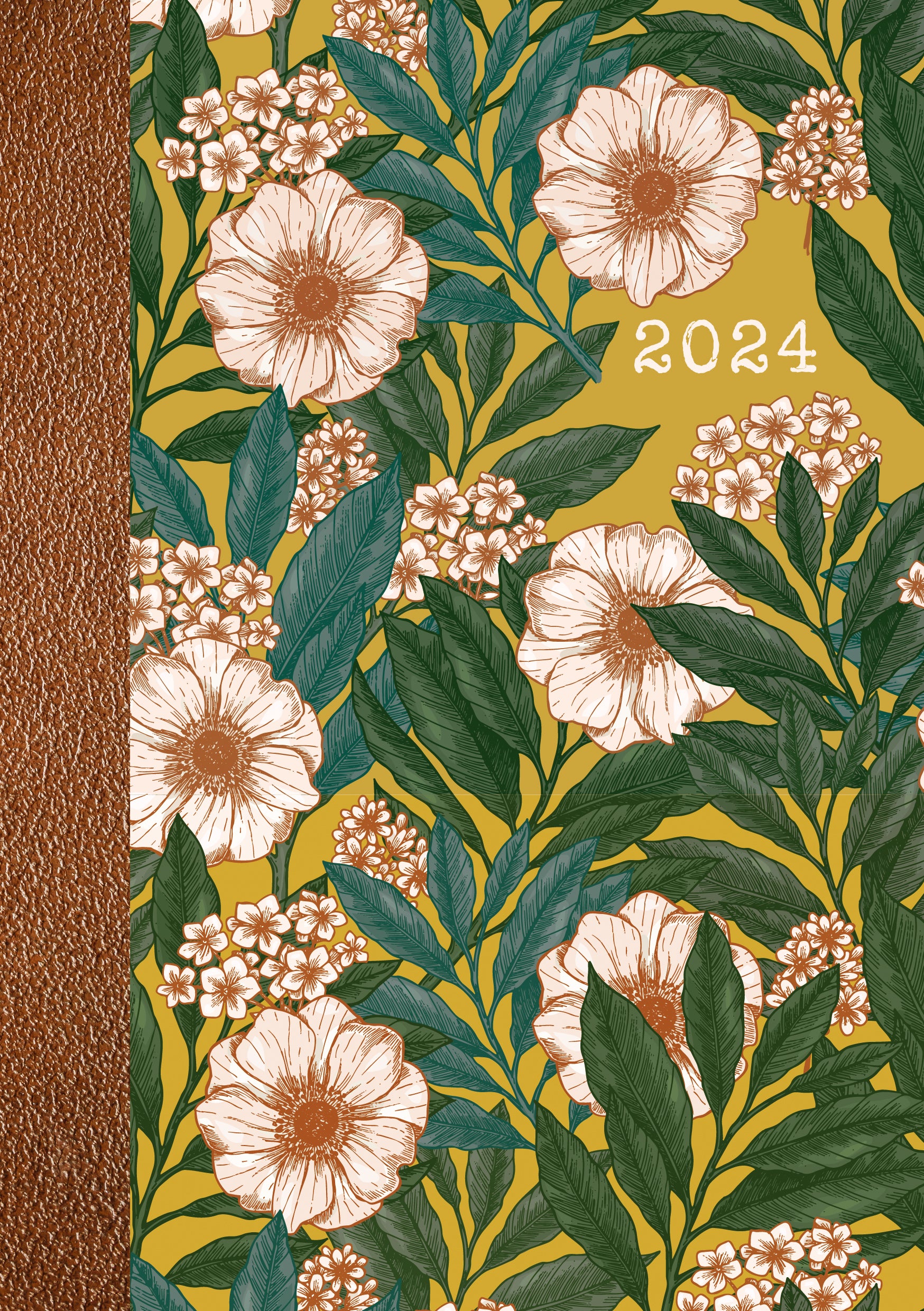 Vintage Flora - 2024 A5 Padded Cover Diary Premium Planner Book New Year Gift