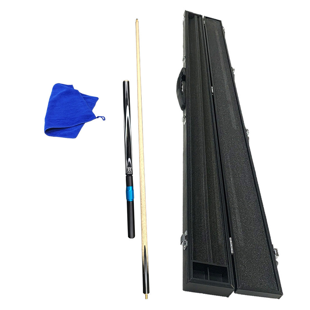 T&R Sports 3-Piece 57 Inches Handmade Snooker Cue Kit Ash Shaft 9mm tips with Leather Case