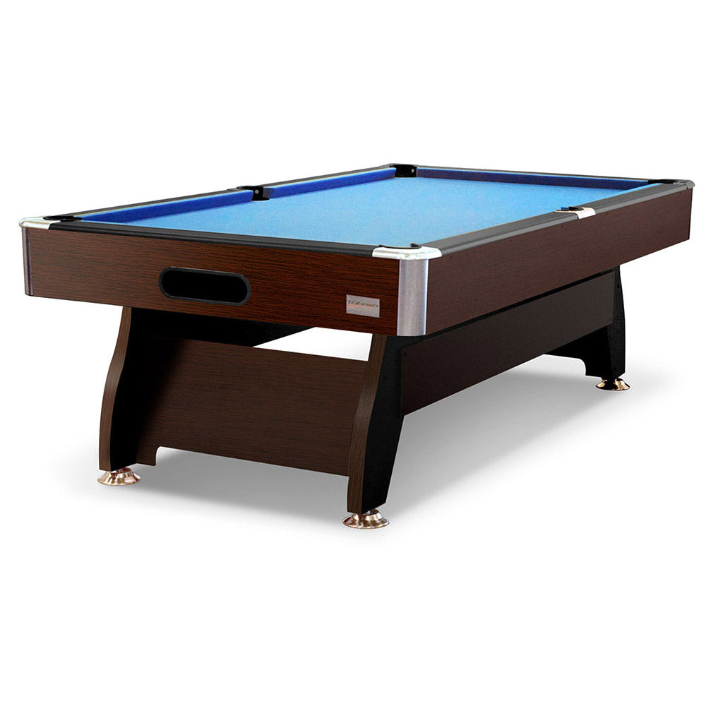 7FT MDF Pool Snooker Billiard Table with Accessories Pack, Walnut Frame - BLUE
