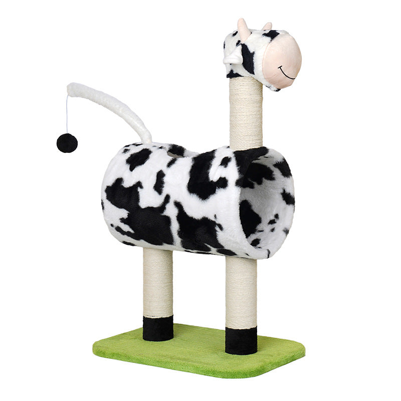 Cow Cat Tree Scratching Post Scratcher Tower Condo House Hanging Toys 86cm Condition: Brand New