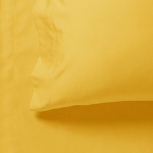 1000TC Ultra Soft Super King Size Bed Yellow Flat & Fitted Sheet Set