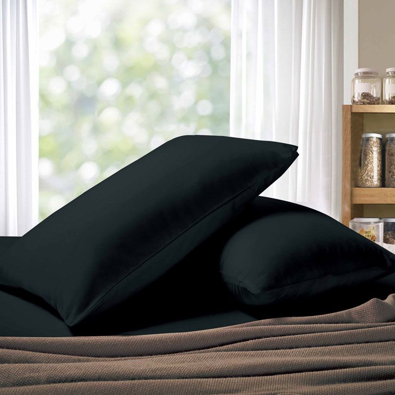 1000TC Premium Ultra Soft King size Pillowcases 2-Pack - Black