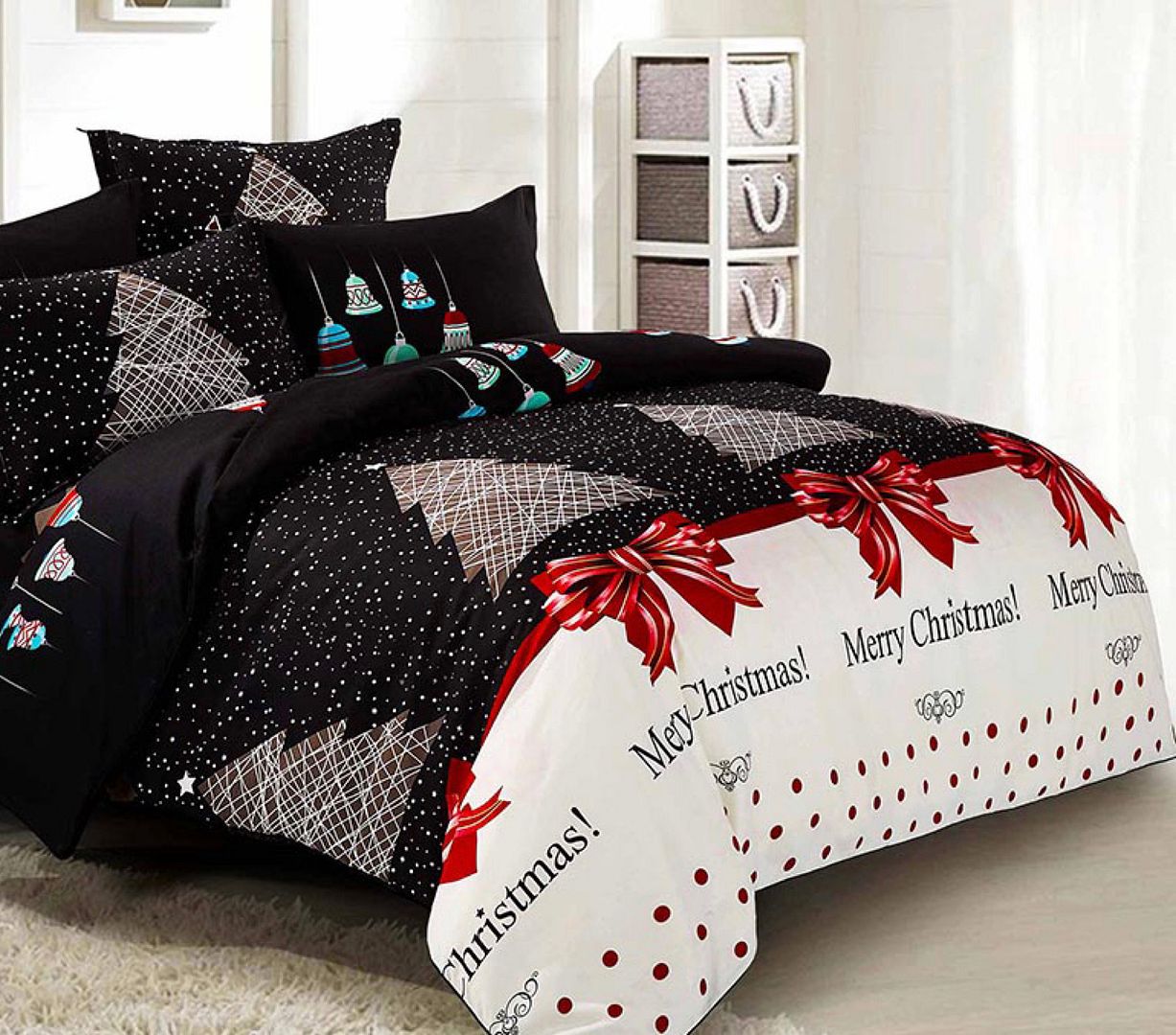 Merry Queen Size Christmas Quilt/Doona/Duvet Cover Set