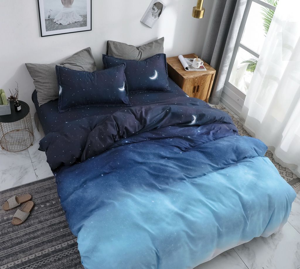 Night Blue Queen Size Duvet Doona Quilt Cover Set