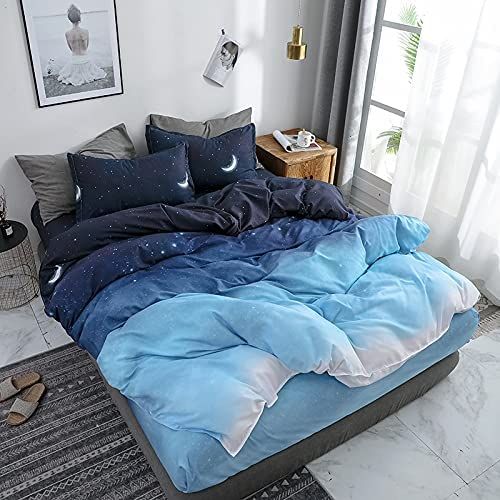 Night Blue Super King Size Duvet Doona Quilt Cover Set