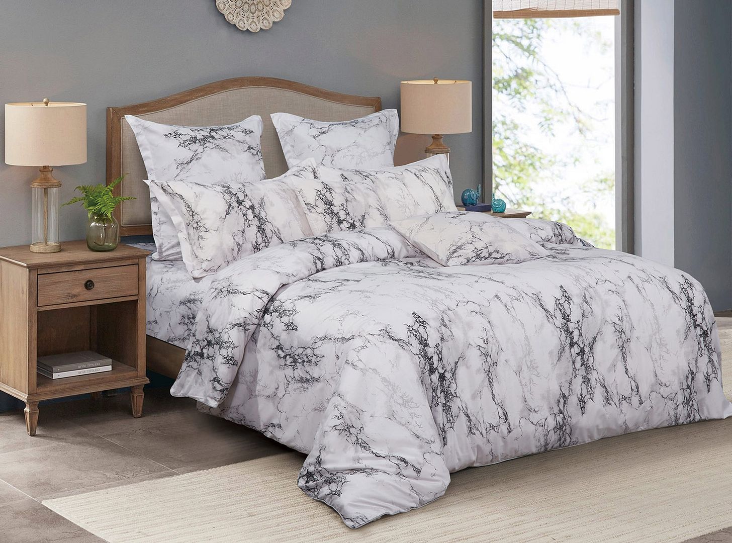 Marble Super King Size Duvet Doona Quilt Cover Set