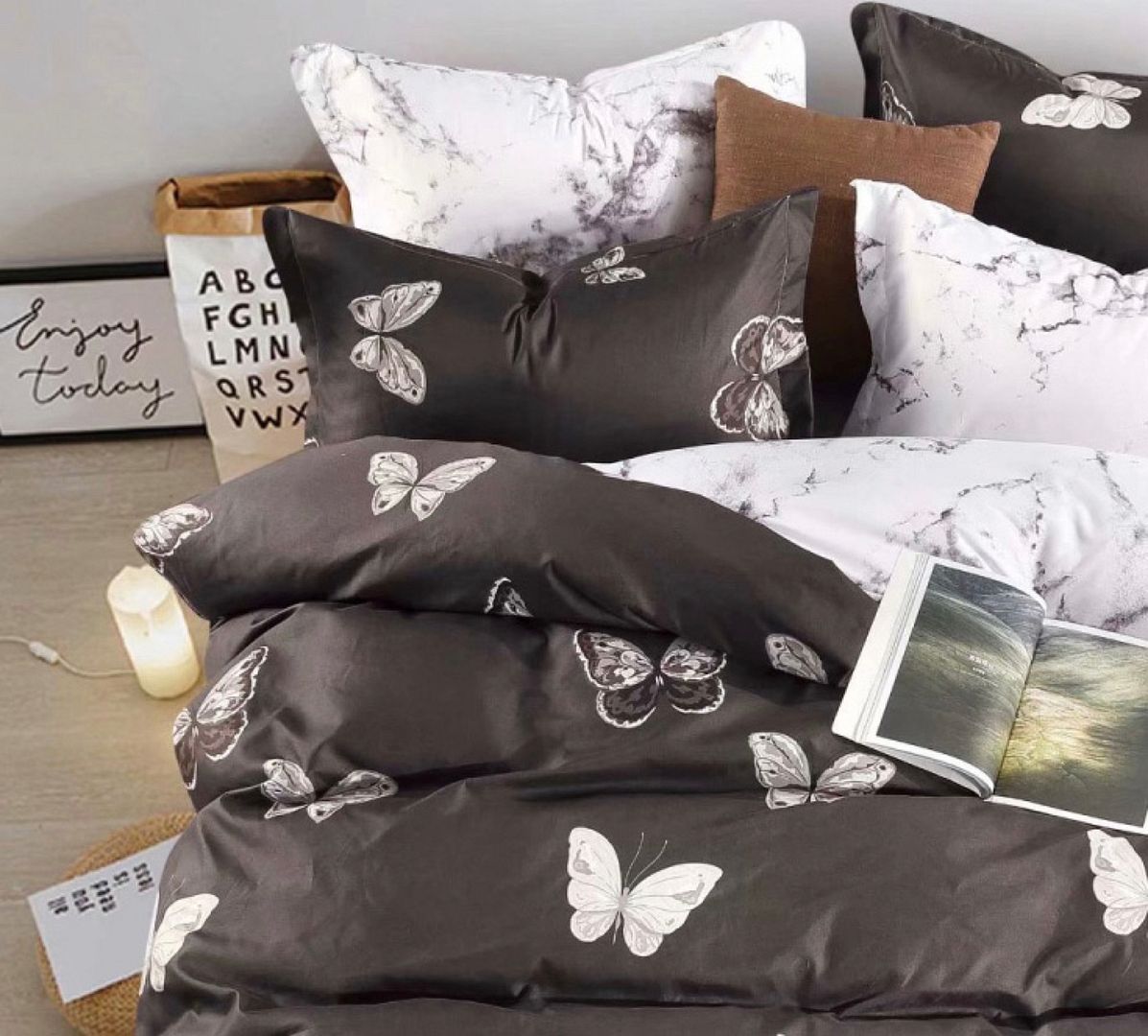 Butterfly Super King Size Quilt/Doona/Duvet Cover Set