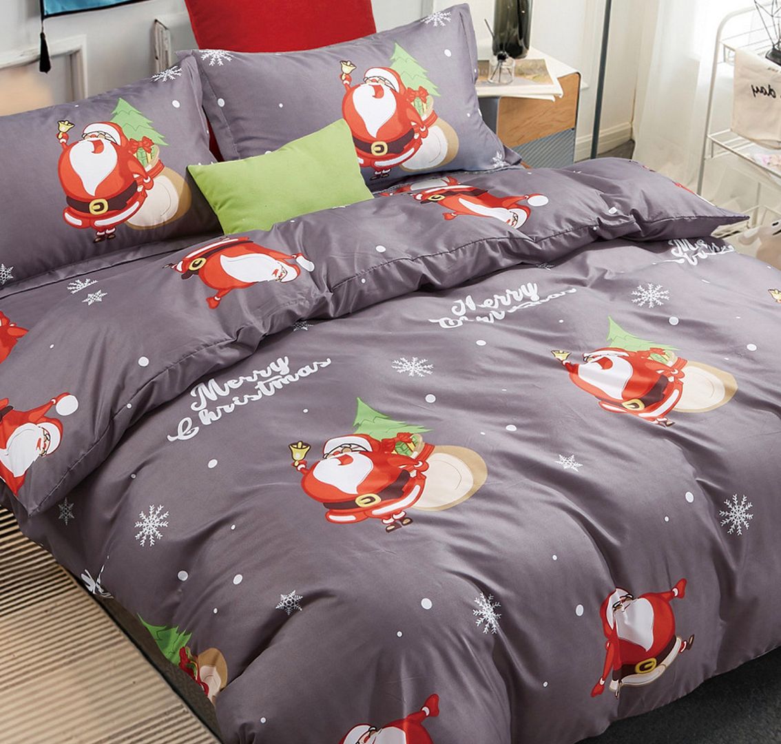 Christmas Santa Super King Size Quilt/Doona/Duvet Cover Set