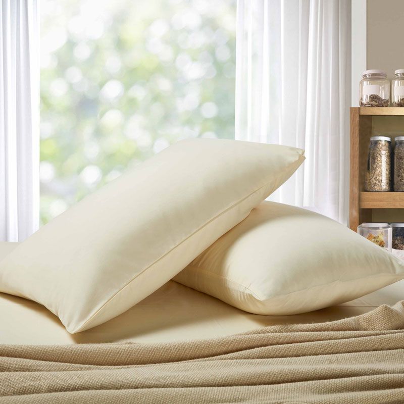 1000TC Premium Ultra Soft Standrad size Pillowcases 2-Pack - Yellow Cream