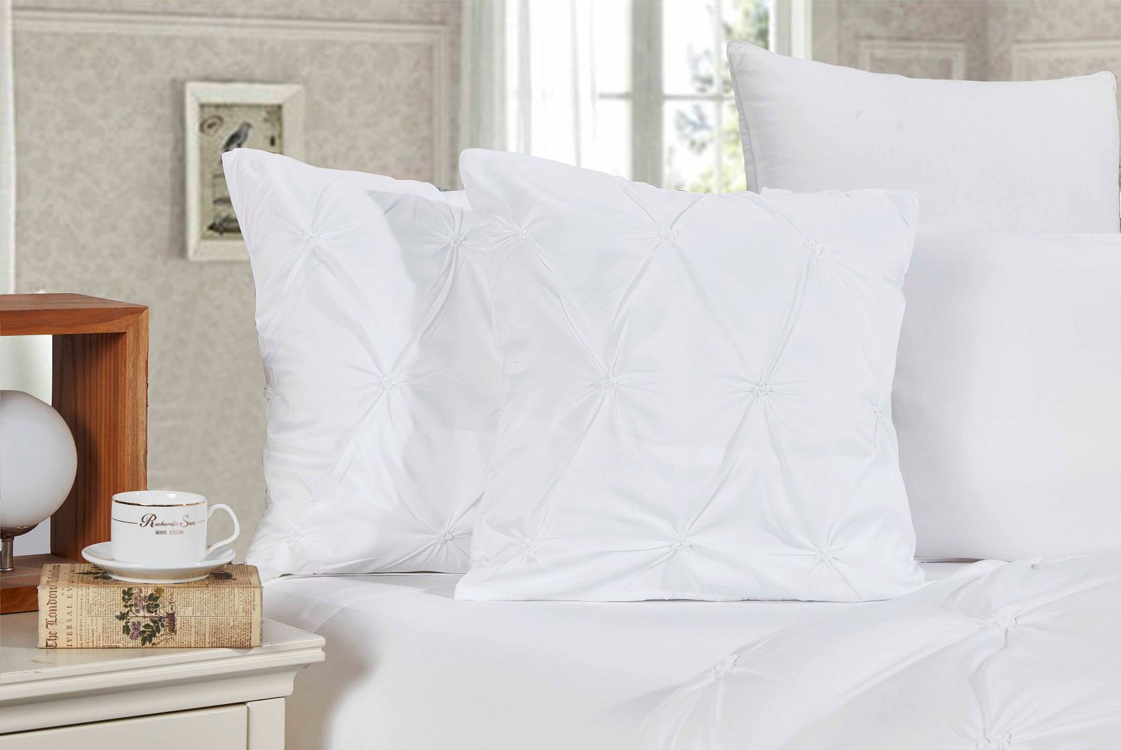 Diamond Pintuck Premium Ultra Soft Cushion Covers 2-Pack - White