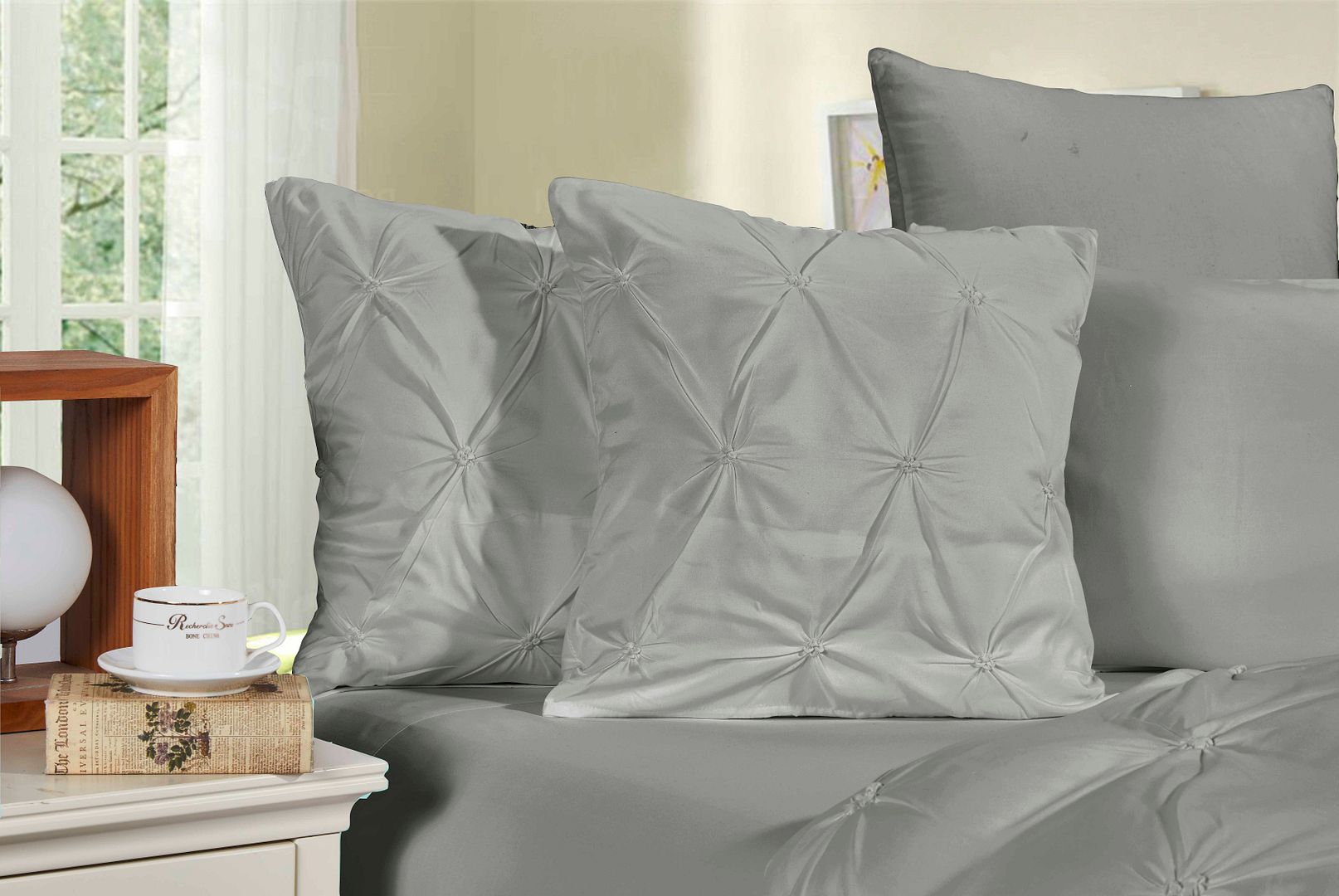 Diamond Pintuck Premium Ultra Soft Cushion Covers 2-Pack - Grey