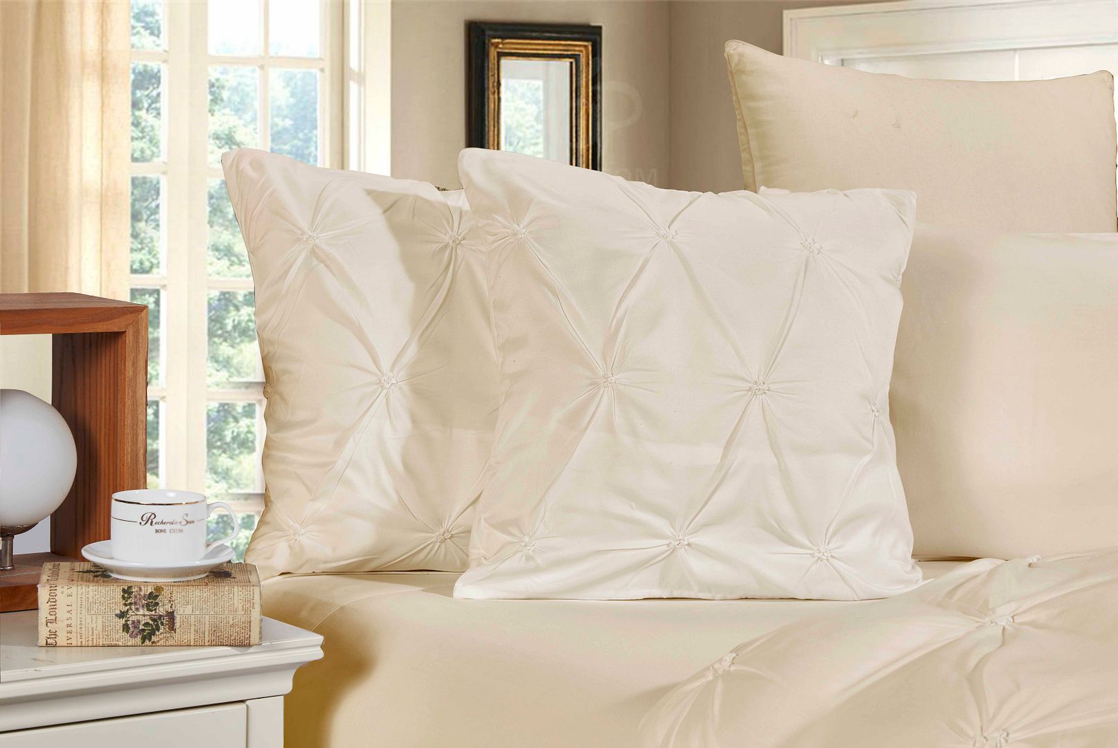 Diamond Pintuck Premium Ultra Soft Cushion Covers 2-Pack - Yellow Cream