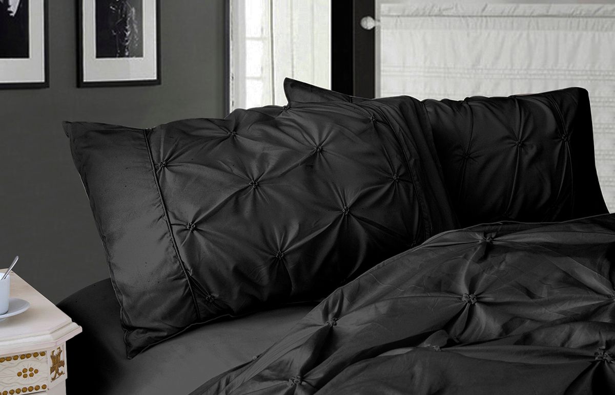 Diamond Pintuck Premium Ultra Soft Standrad size Pillowcases 2-Pack - Black