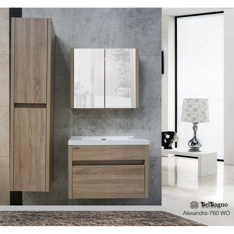 Alexandra wall hung bathroom vanity in White Oak