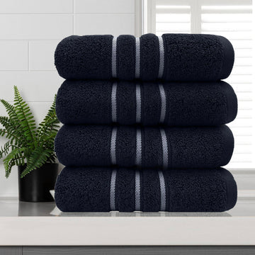 amor classic dobby stripe super soft premium cotton face washer 4 pcs 650gsm sailor blue