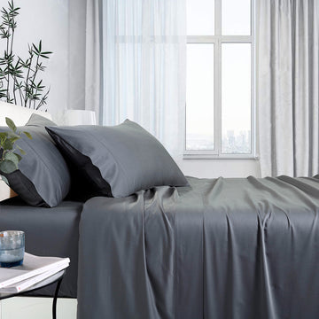 1000tc bamboo cotton sheet set king single charcoal