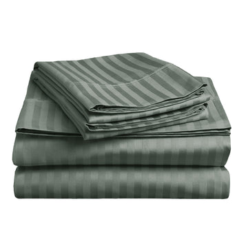 soft stripe microfibre sheet set double charcoal