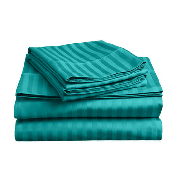 soft stripe microfibre sheet set double teal