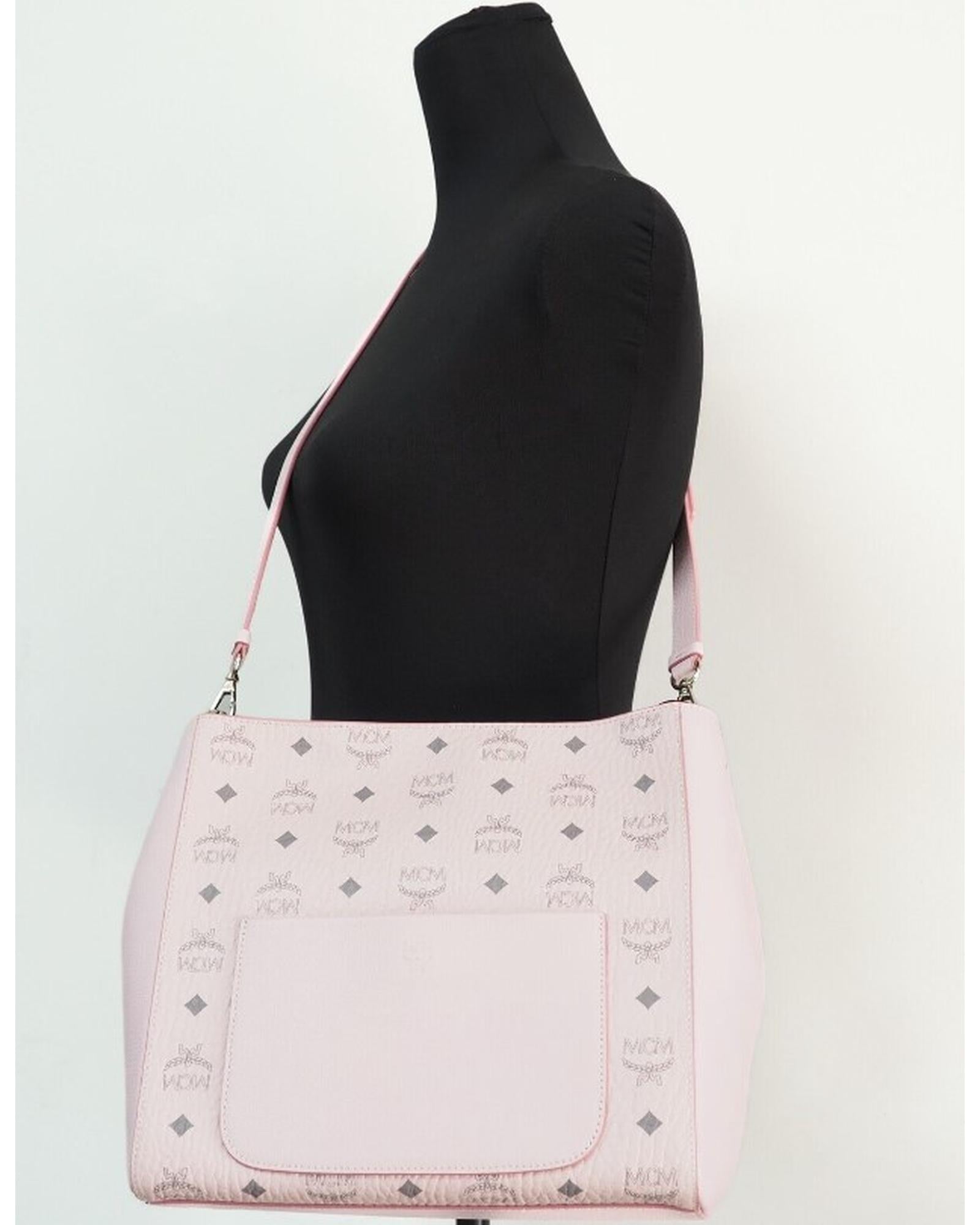 MCM Medium Visetos Leather Hobo Shoulder Crossbody Handbag One Size Women