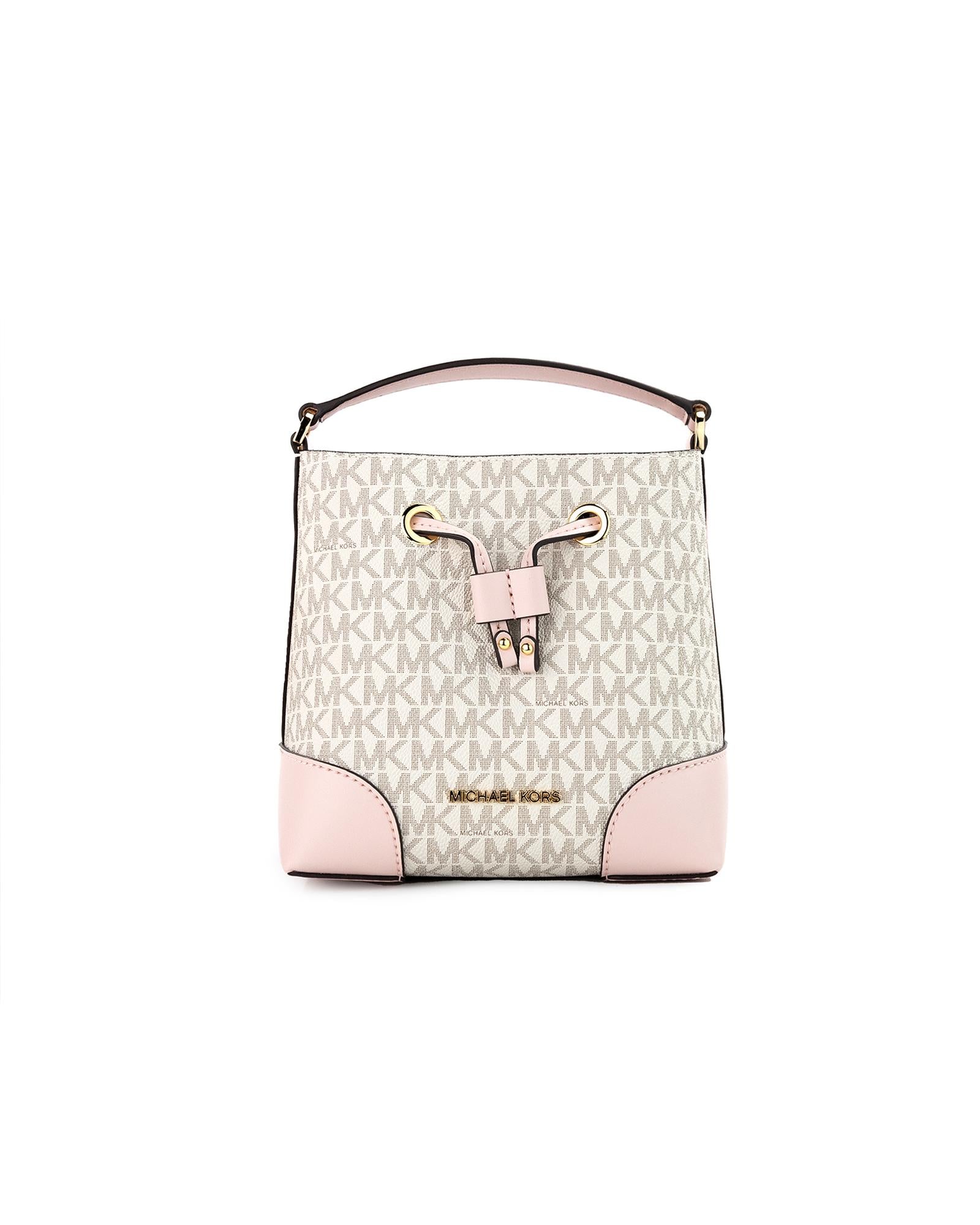 Small Bucket Drawstring Handbag with MK Logo Accent One Size Women