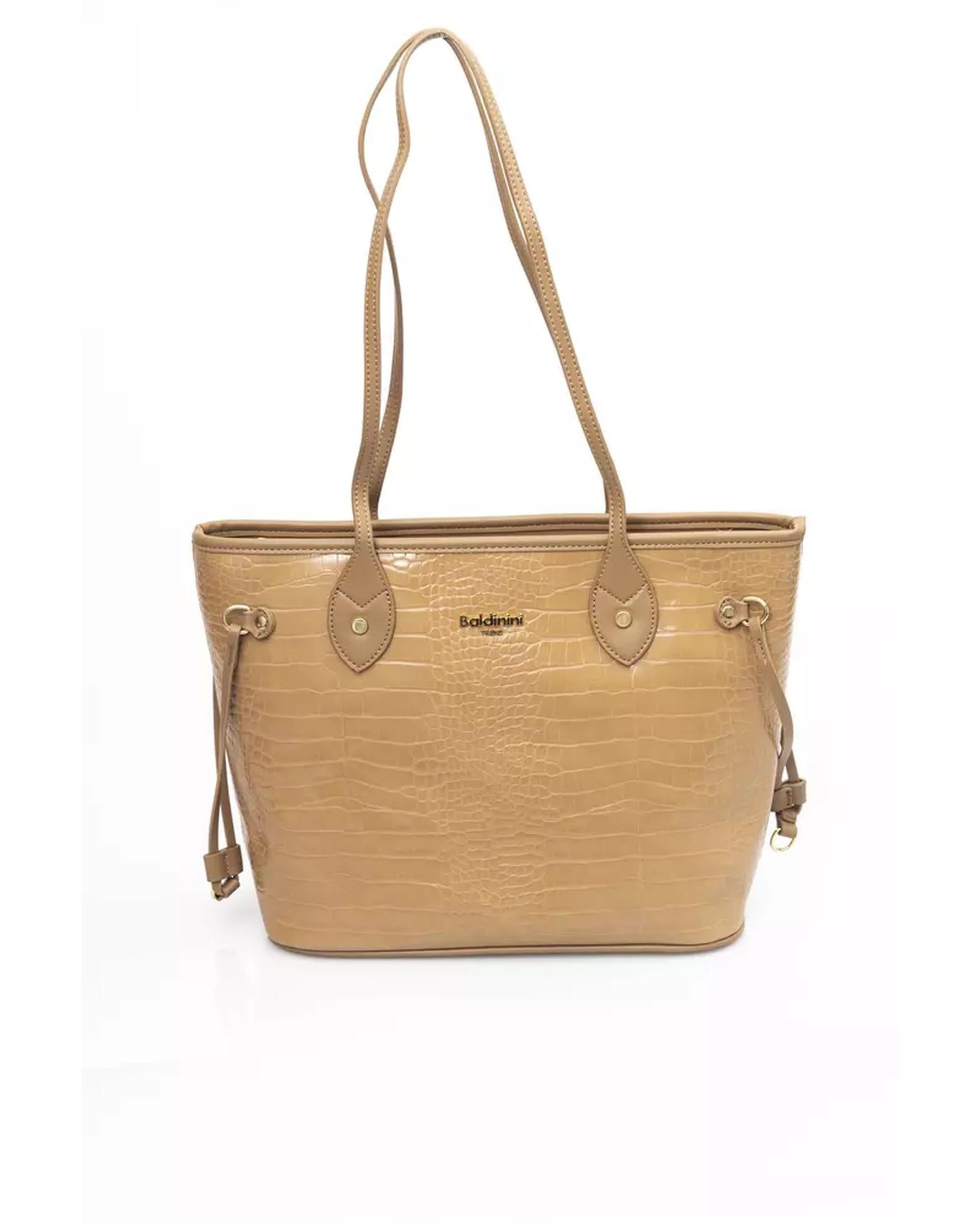 Golden Logo Zip Closure Bag with Internal Compartments One Size Women