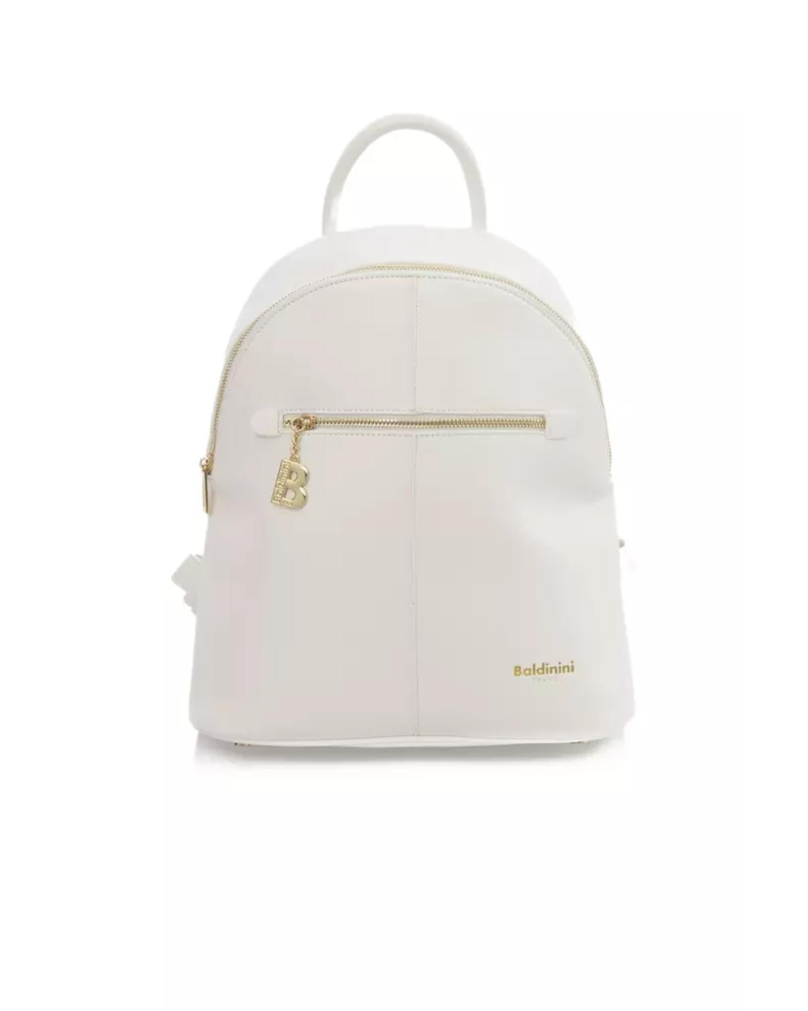 Golden Logo Backpack with Zip Closure and Adjustable Shoulders One Size Women