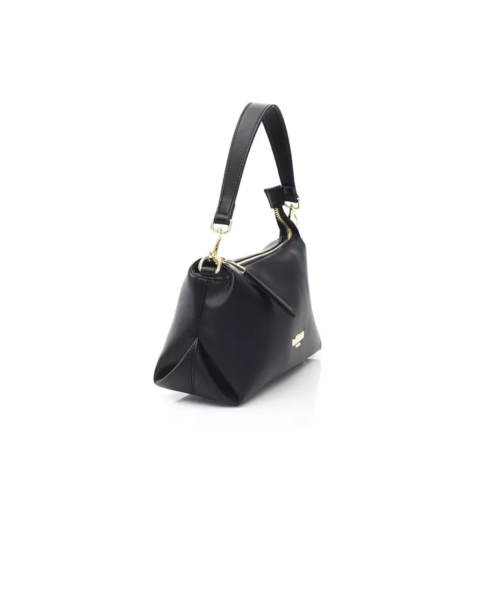 Golden Logo Shoulder Bag with Internal Compartments and Zip Closure One Size Women
