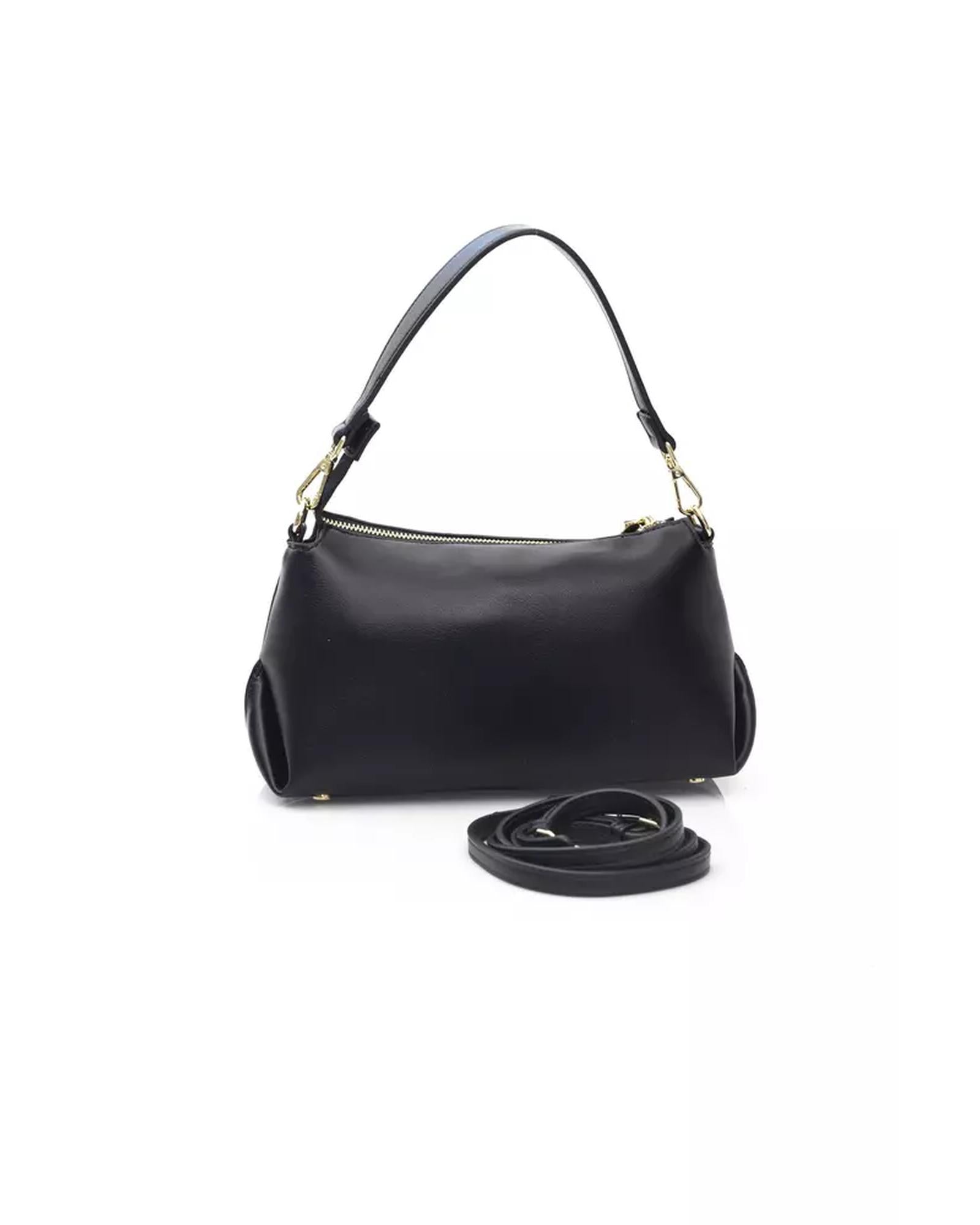 Golden Logo Shoulder Bag with Internal Compartments and Zip Closure One Size Women