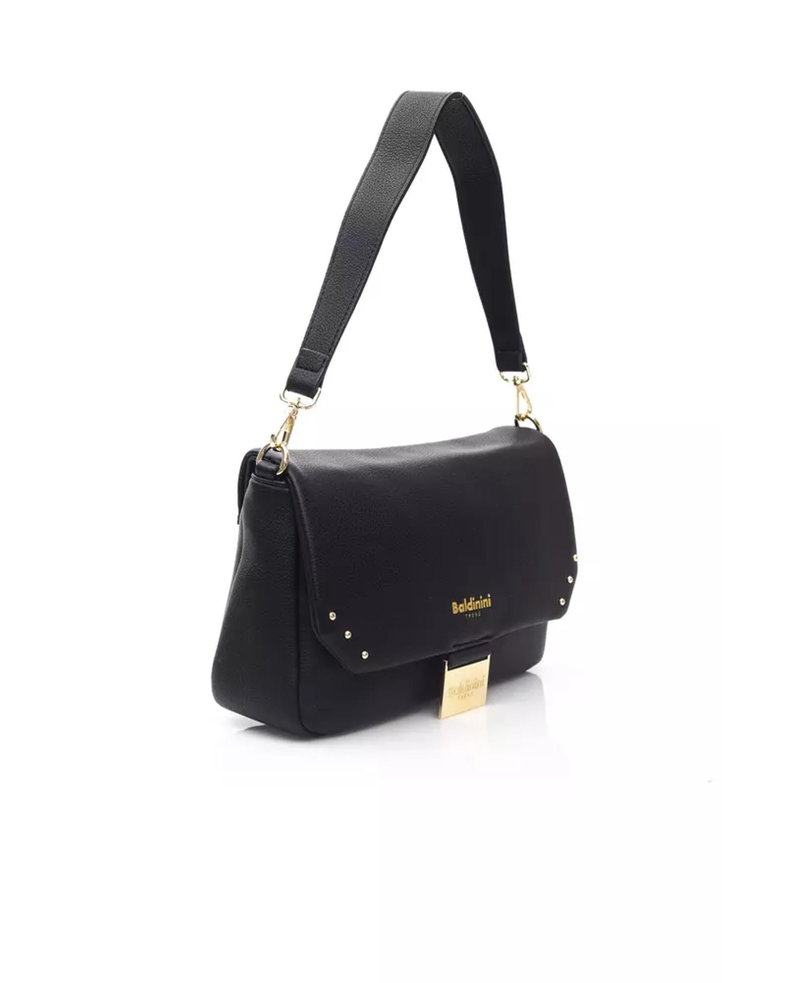 Golden Logo Flap Shoulder Bag with Internal Compartments One Size Women